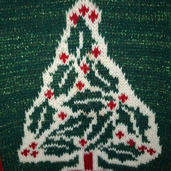 Vtg Nutcracker Ugly Christmas Sweater Tree Presents Snowflake Bell Sz L *Stain - Picture 5 of 10